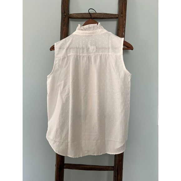 Ann Taylor Sleeveless Ruffle Collar Button Down Blouse Top XS NWT - Picture 2 of 5